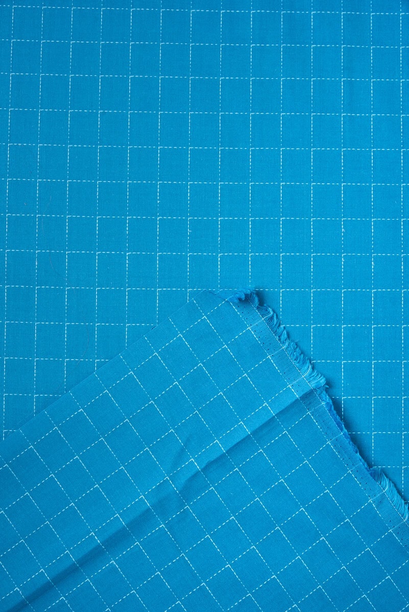 Intervals - Large Check Cotton in Denim - Image 3