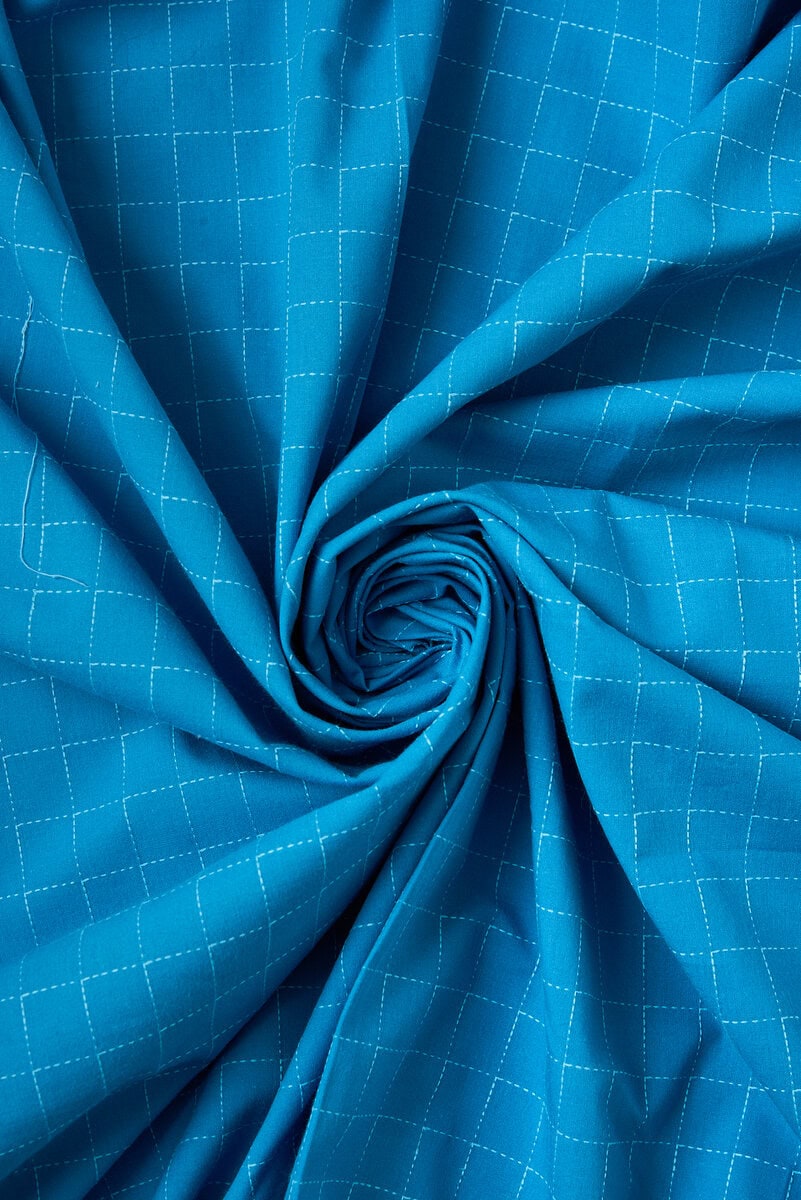 Intervals - Large Check Cotton in Denim - Image 5