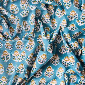Block Print Indian Cotton in Midsummer - Image 4