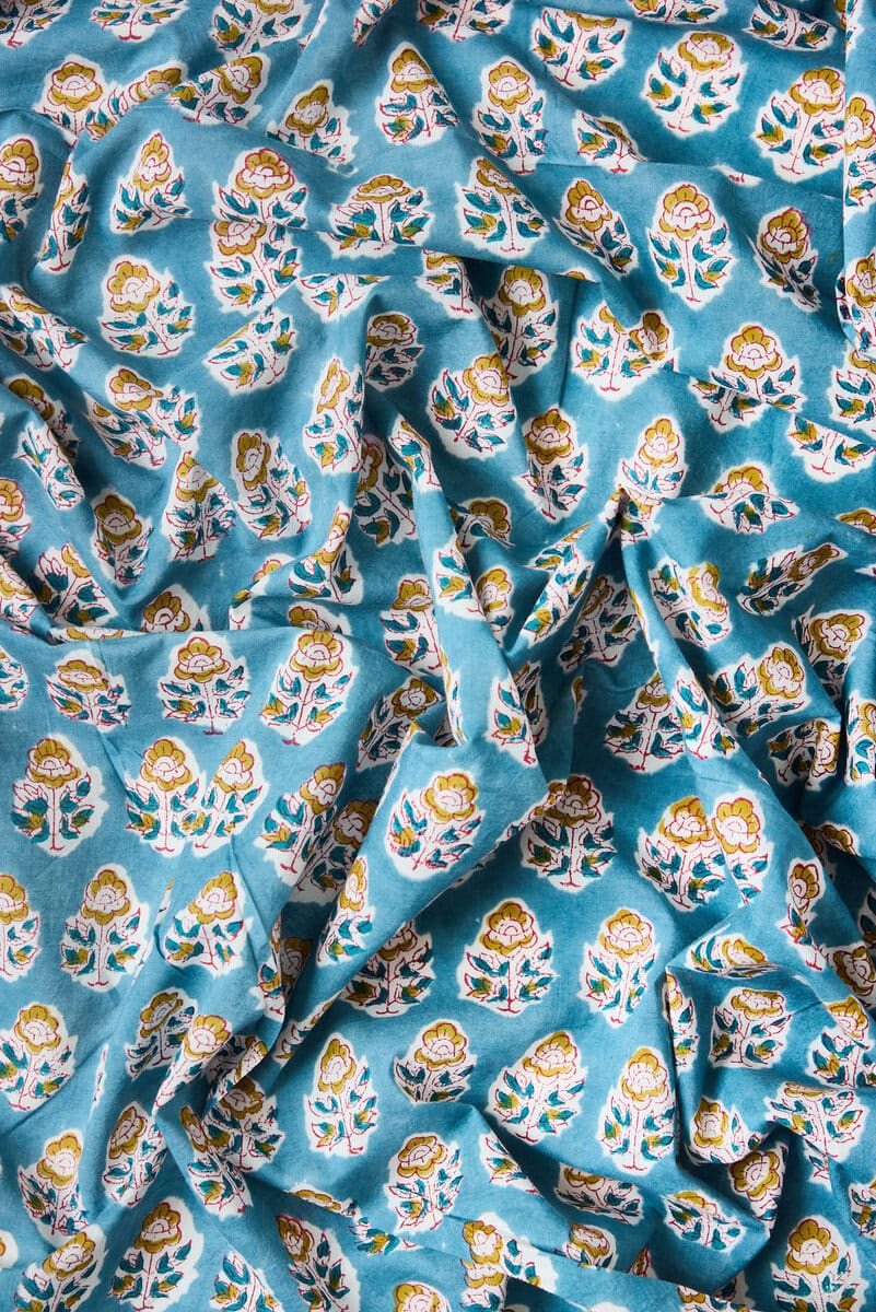 Block Print Indian Cotton in Midsummer - Image 4