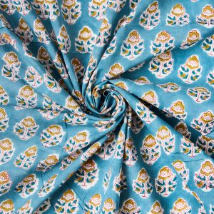 Block Print Indian Cotton in Midsummer - Image 5