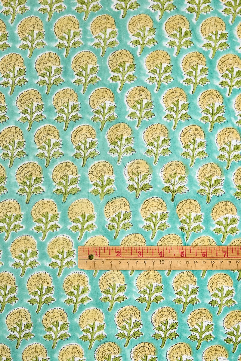 Block Print Indian Cotton in Yarrow Flower - Image 2