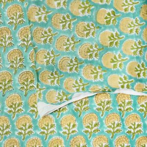 Block Print Indian Cotton in Yarrow Flower - Image 3