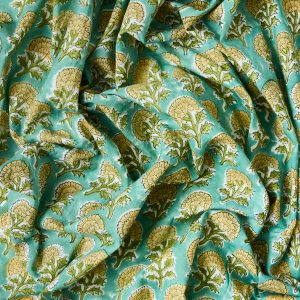 Block Print Indian Cotton in Yarrow Flower - Image 4