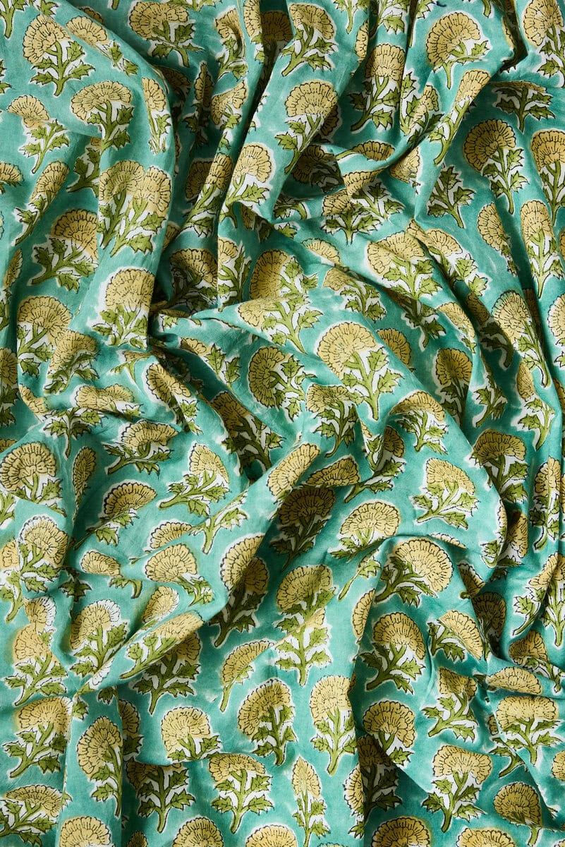 Block Print Indian Cotton in Yarrow Flower - Image 4