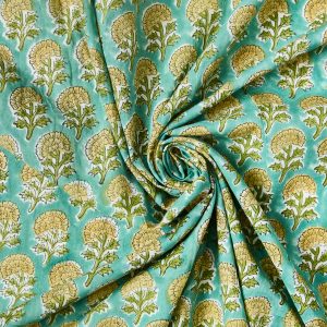 Block Print Indian Cotton in Yarrow Flower - Image 5