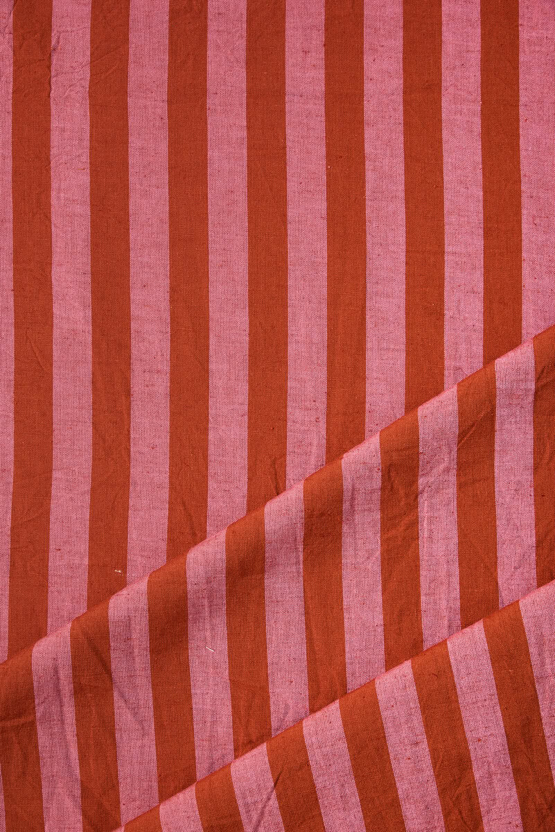 Organic Cotton/Linen Stripe in Pink Blush