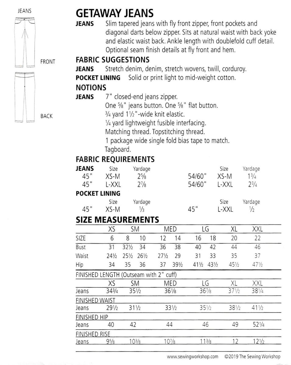 The Sewing Workshop Getaway Jeans Pattern - Image 6