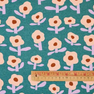Alternative view of Ribbed Jersey Knit - Flower Power in Green