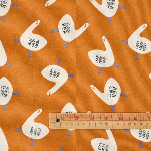 Alternative view of Ribbed Jersey Knit - Silly Geese in Ochre
