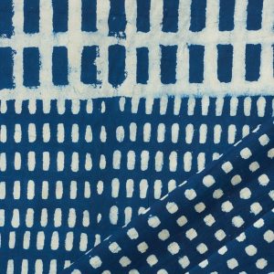 Indian Block Print Cotton in Hopscotch Indigo