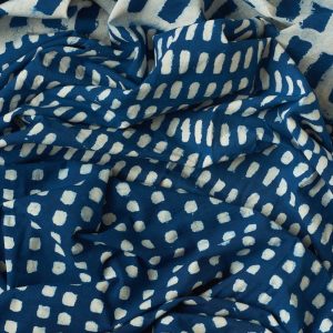 Indian Block Print Cotton in Hopscotch Indigo - Image 3