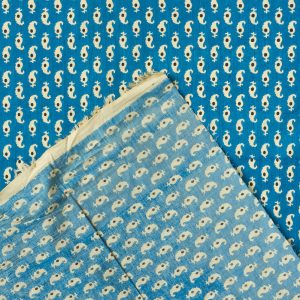 Indian Screen Print Cotton in Kali Cyan - Image 6