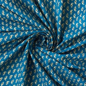 Indian Screen Print Cotton in Kali Cyan - Image 5