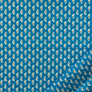 Indian Screen Print Cotton in Kali Cyan