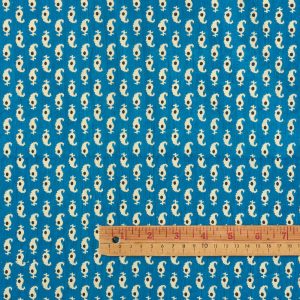 Indian Screen Print Cotton in Kali Cyan - Image 4