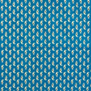 Indian Screen Print Cotton in Kali Cyan - Image 3