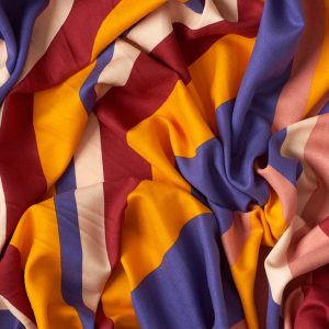 Striped Rayon Twill in Sunset - Image 2