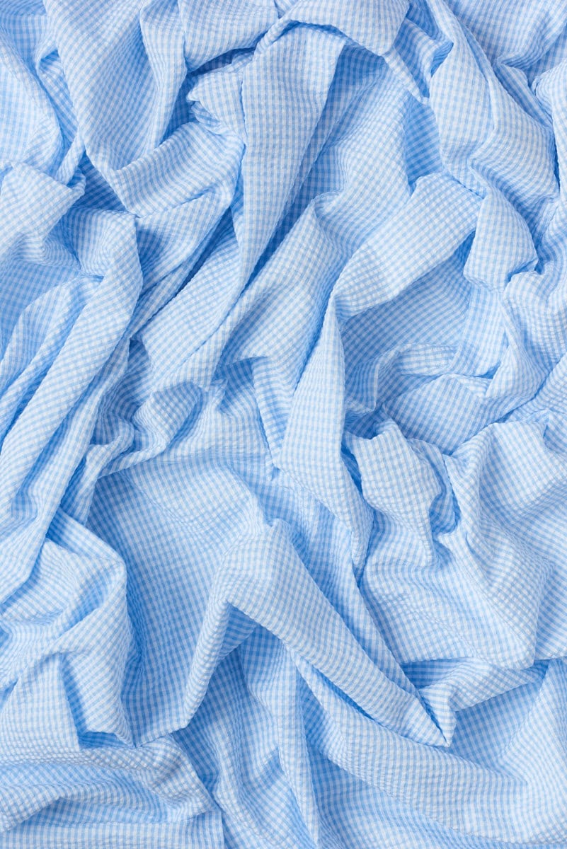 Striped Seersucker Cotton in Cornflower - Image 2