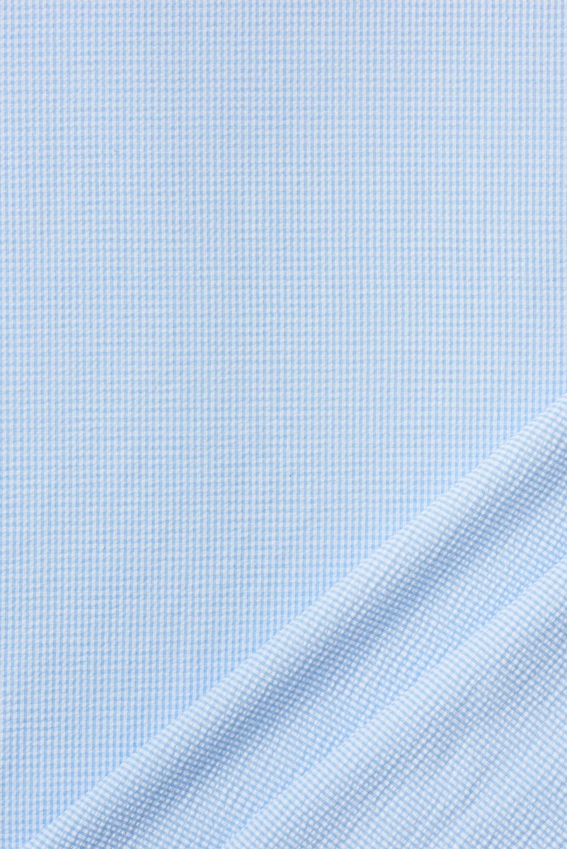 Striped Seersucker Cotton in Cornflower