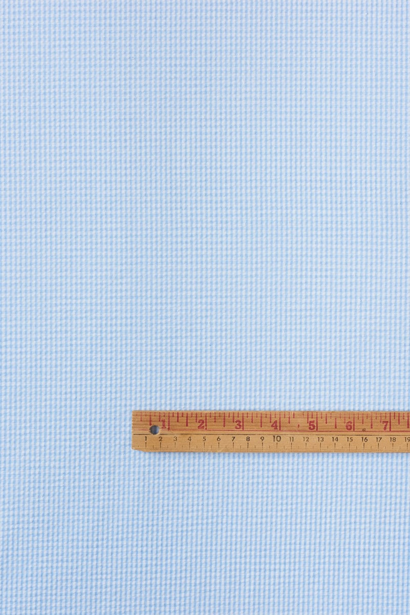 Striped Seersucker Cotton in Cornflower - Image 5