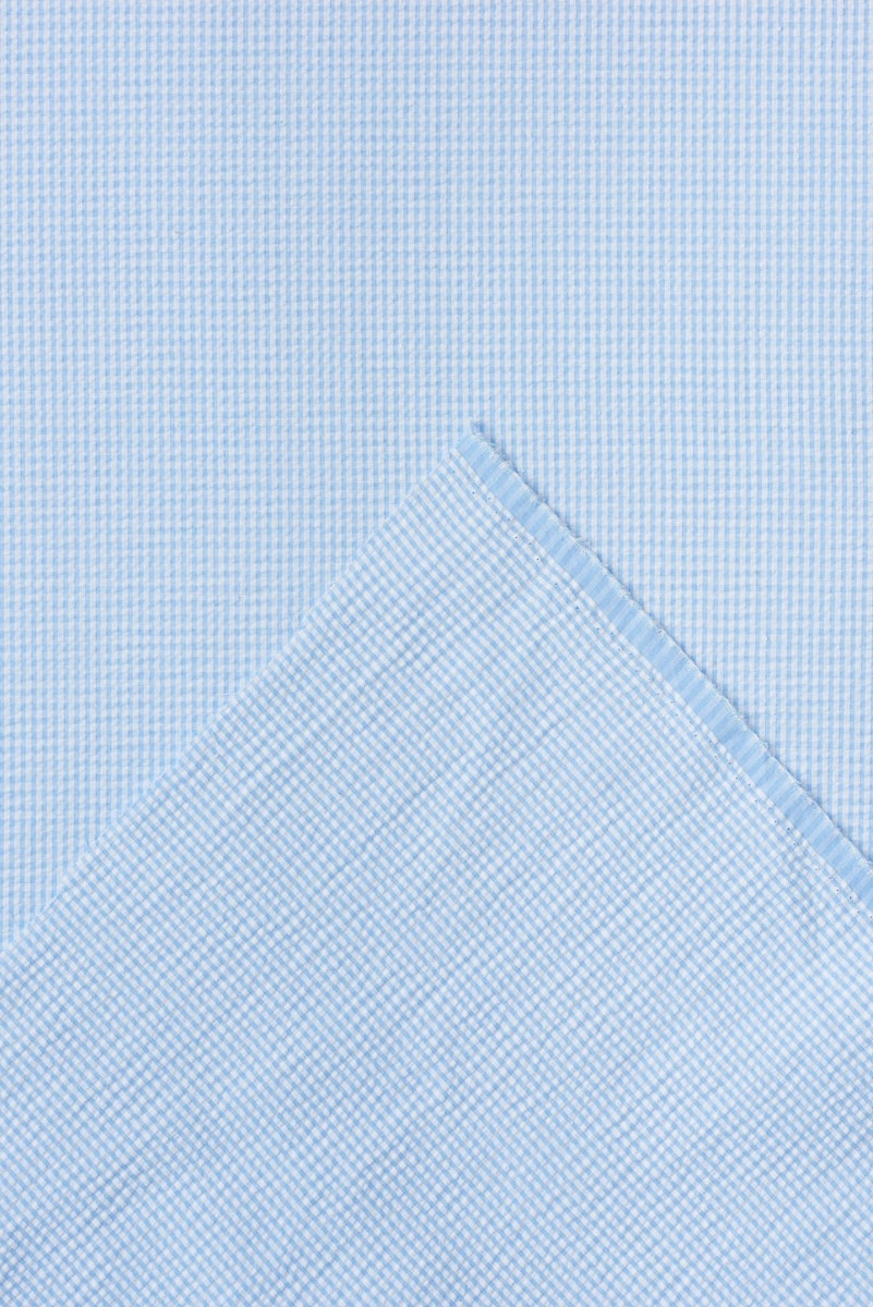 Striped Seersucker Cotton in Cornflower - Image 4